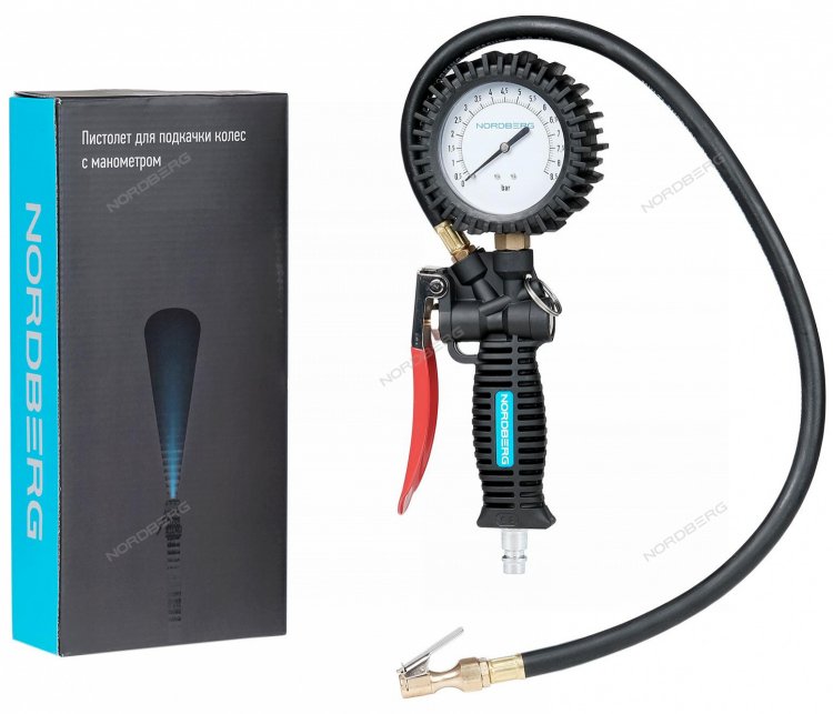 Пистолет для подкачки колес с манометром 80 мм NORDBERG TI61 Пистолет для подкачки колес с манометром 80 мм NORDBERG TI61