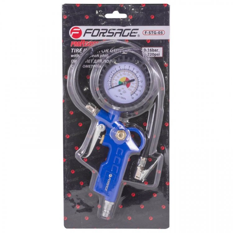 Пистолет для подкачки шин с аналоговым манометром и шлангом (0-16Bar), в блистере Пистолет для подкачки шин с аналоговым манометром и шлангом (0-16Bar), в блистере