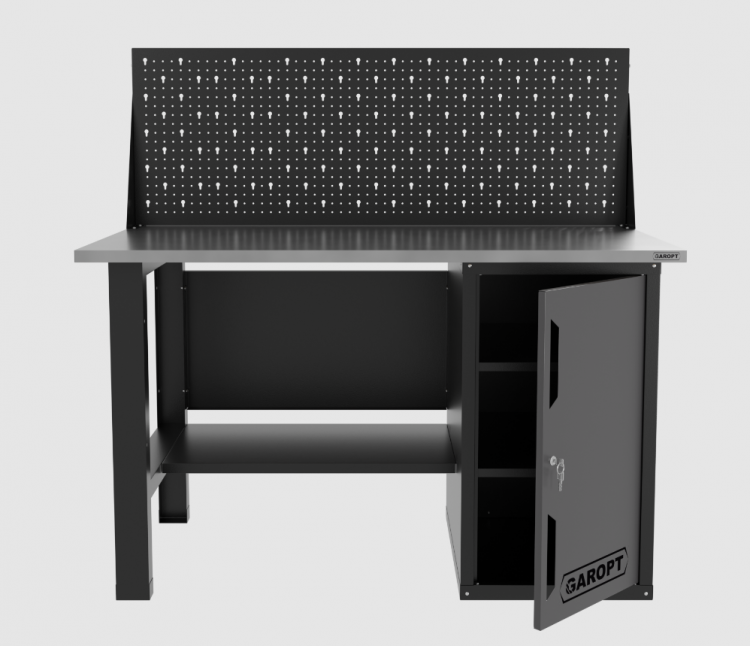 Верстак однотумбовый с экраном 1400*700 GAROPT серый, GT1400STDPP.grey