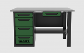 Верстак с ящиком однотумбовый 4 ящика, зеленый 1400*700 Garopt, GT1400STY1Y4.green