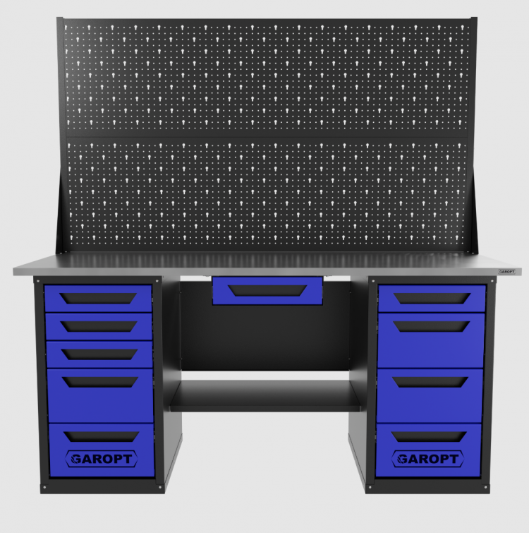 Верстак двухтумбовый 4 ящиков /5 ящиков с двумя экранами и ящиком, 1800*700 синий GAROPT, GT1800Y1Y4Y5PP2.blue Верстак двухтумбовый 4 ящиков /5 ящиков с двумя экранами и ящиком, 1800*700 синий GAROPT, GT1800Y1Y4Y5PP2.blue