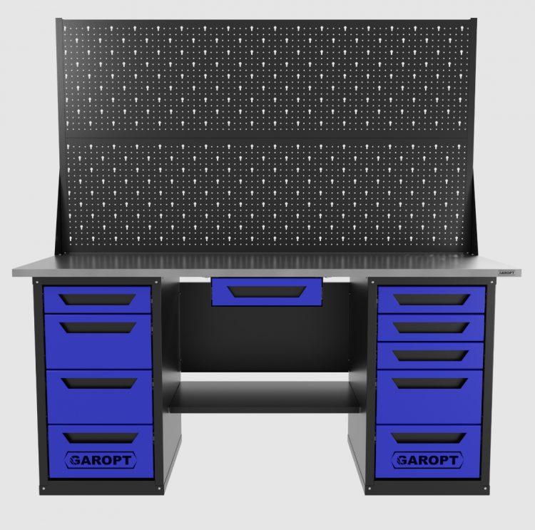 Верстак двухтумбовый 4 ящиков /5 ящиков с двумя экранами и ящиком, 1800*700 синий GAROPT, GT1800Y1Y4Y5PP2.blue Верстак двухтумбовый 4 ящиков /5 ящиков с двумя экранами и ящиком, 1800*700 синий GAROPT, GT1800Y1Y4Y5PP2.blue