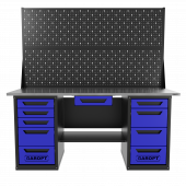 Верстак двухтумбовый 4 ящиков /5 ящиков с двумя экранами и ящиком, 1800*700 синий GAROPT, GT1800Y1Y4Y5PP2.blue