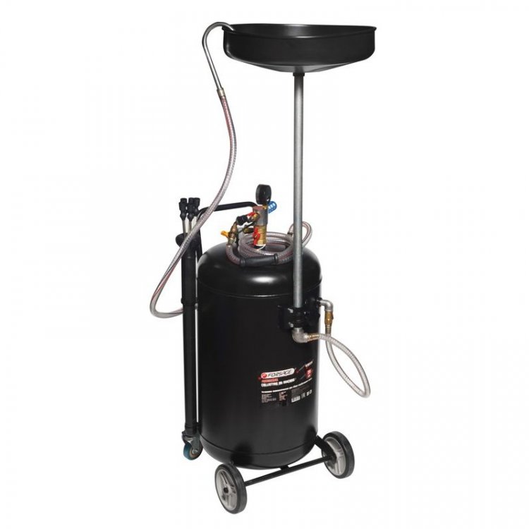 Установка (для слива и откачки) пневматическая для удаления отработанного масла перекатная с индикатором заполнения (бак-80л, воронка-10л,5 щупов,max t-60гр)