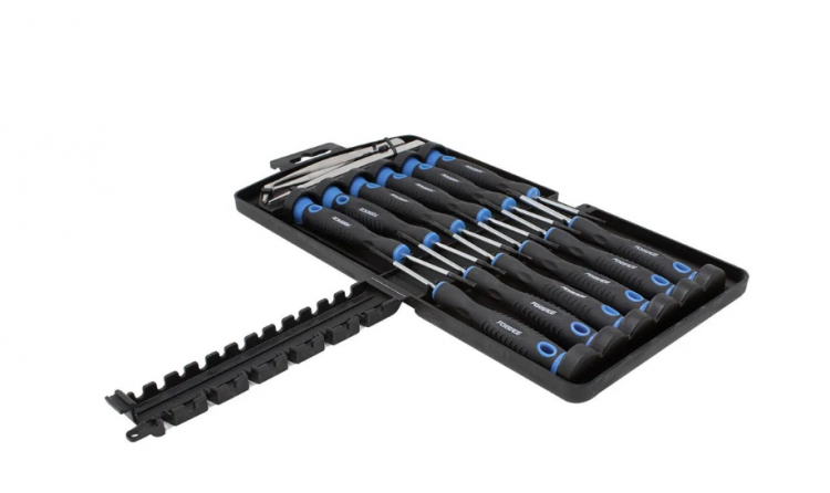 Набор отверток ювелирных с пинцетами 14пр.(SL: 1.5, 2.0, 2.5 PH: 00, 0 ,1 TORX: T5, T6, T7, T8, T9, T10), в пластиковом держателе