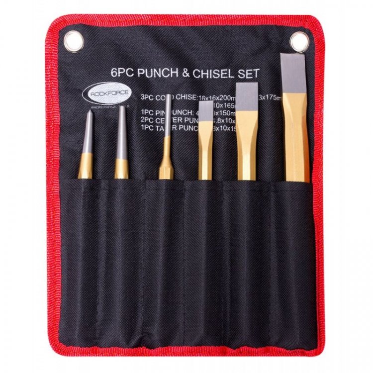 Набор зубил, выколоток и кернеров, 6пр.(зубила:19х178, 13х146, 10х127мм; выколотки:4.8х150,6х178; кернера:5.5х127,4.8х127мм), на полотне Набор зубил, выколоток и кернеров, 6пр.(зубила:19х178, 13х146, 10х127мм; выколотки:4.8х150,6х178; кернера:5.5х127,4.8х127мм), на полотне