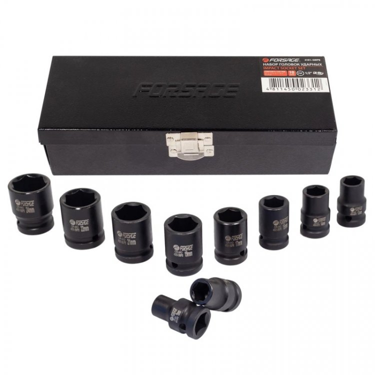 Набор головок ударных,10пр. 1/2" 6гр.(10,12,13,14,15,17,19,21,22,24),в метал. кейсе Набор головок ударных,10пр. 1/2" 6гр.(10,12,13,14,15,17,19,21,22,24),в метал. кейсе