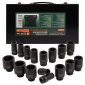 Набор головок ударных глубоких 16пр., 3/4" (17,19,21,22,24,27,30,32-36м,38,41,46,50мм) в метал. кейсе Набор головок ударных глубоких 16пр., 3/4" (17,19,21,22,24,27,30,32-36м,38,41,46,50мм) в метал. кейсе