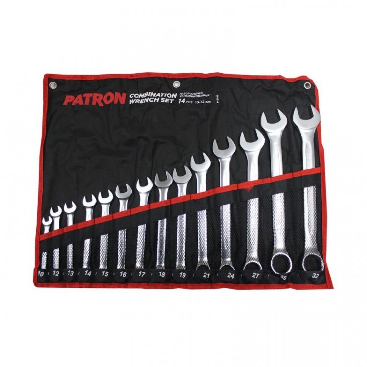 Набор ключей комбинированных 14 пр (10,12,13,14,15,16,17,18,19,21,24,27,30,32мм), на полотне