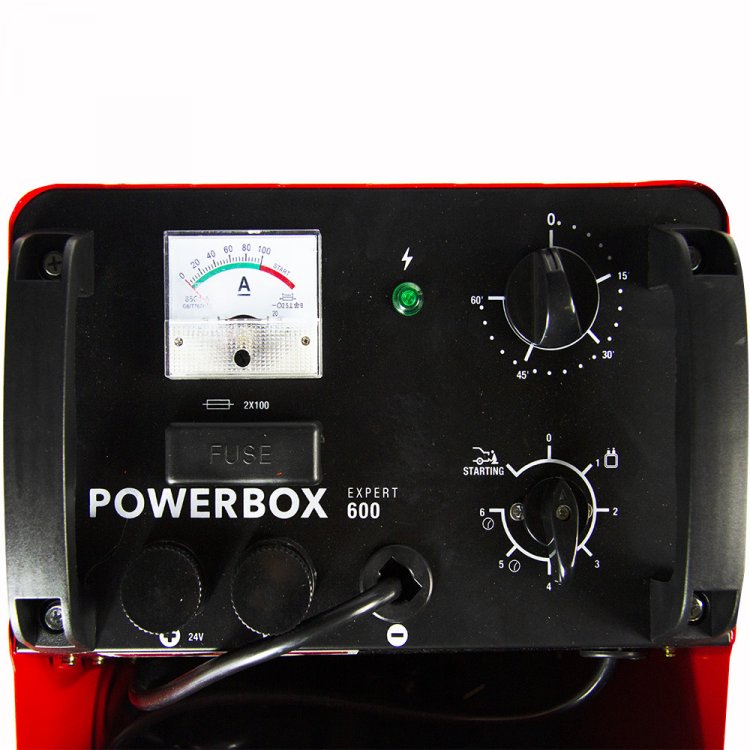 Пуско-зарядное устройство KVAZARRUS PowerBox 600 - Напряж.пит -220В/50Гц, Мах. потреб мощ. - 1.4заряд/10старт, Мин. ёмкость заряж. аккум 12/24В -15АЧ, Мах ток заряда 12/24В - 50А, напряж. заряда 12/24В - 14.5-14.8/29-29.6, ток запуска 12/24 - 455В/45