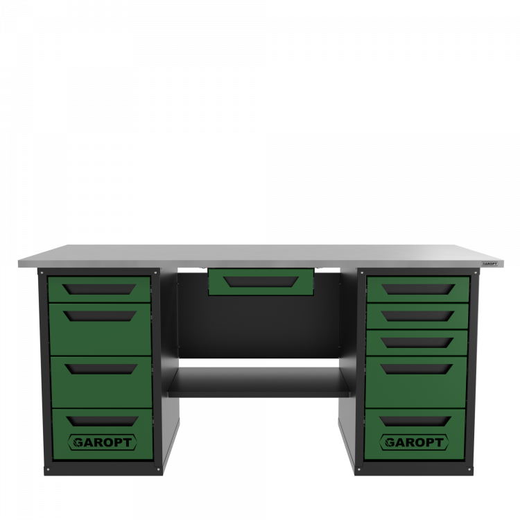 Верстак с ящиком двухтумбовый 4 ящиков /5 ящиков 1800*700 зеленый GAROPT, GT1800Y1Y4Y5.green