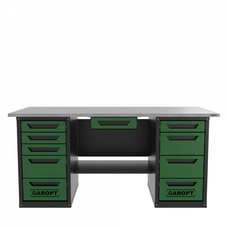 Верстак с ящиком двухтумбовый 4 ящиков /5 ящиков 1800*700 зеленый GAROPT, GT1800Y1Y4Y5.green