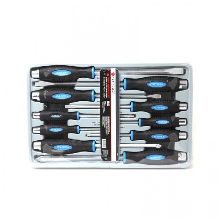 Набор отверток силовых магнитных "Profi" S2, 10пр. (PH:1х80,2х100,3х150,4х200мм; SL5.5х75,5.5х125,6.5х150,8х150,10х200,12х200мм)в лотке