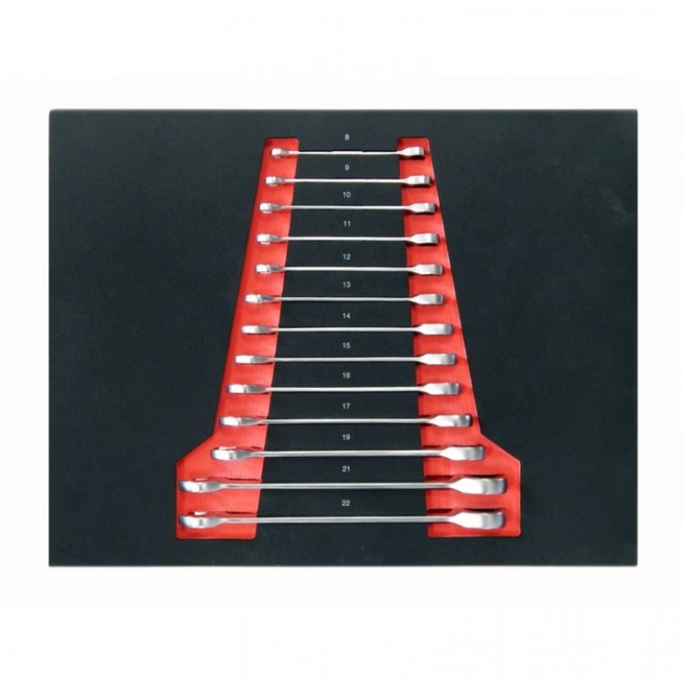 Набор ключей комбинированных трещоточных, 13пр. (8-19, 21, 22мм) в ложементе Набор ключей комбинированных трещоточных, 13пр. (8-19, 21, 22мм) в ложементе