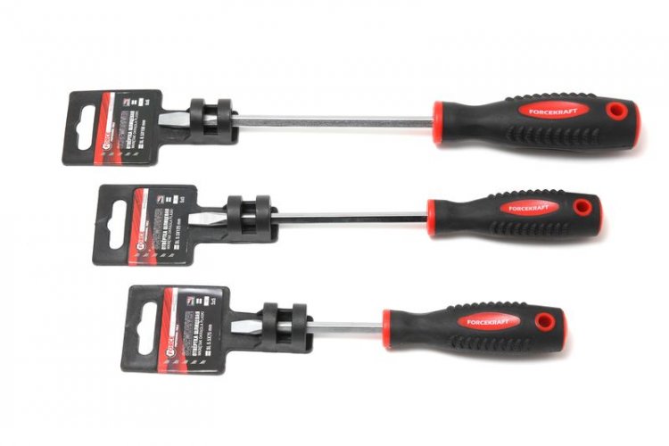 Отвертка шлицевая магнитная "Profi" S2 SL5.5х125мм, на пластиковом держателе