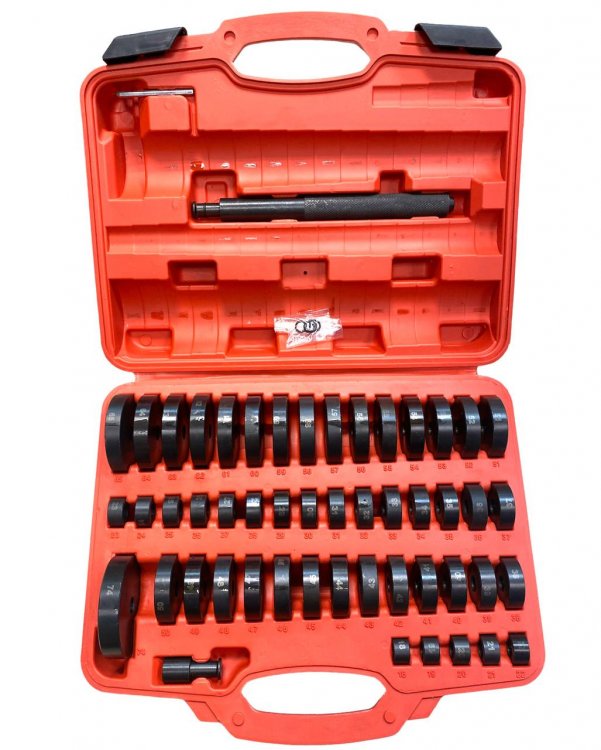 Набор оправок для выпрессовки и запрессовки подшипников, втулок, сальников, Horex, 51 предмет, арт. № HZ 25.1.102L Набор оправок для выпрессовки и запрессовки подшипников, втулок, сальников, Horex, 51 предмет, арт. № HZ 25.1.102L