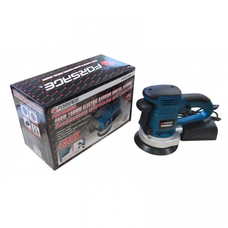 Орбитальная шлифовальная машинка с пылесборнком и дополнительными угольными щетками (220V, 450W, 4000-13000 об/мин,Ø150мм)