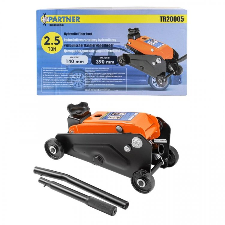 Домкрат подкатной гидравлический 2.5т (h min 140мм, h max 390мм) Домкрат подкатной гидравлический 2.5т (h min 140мм, h max 390мм)
