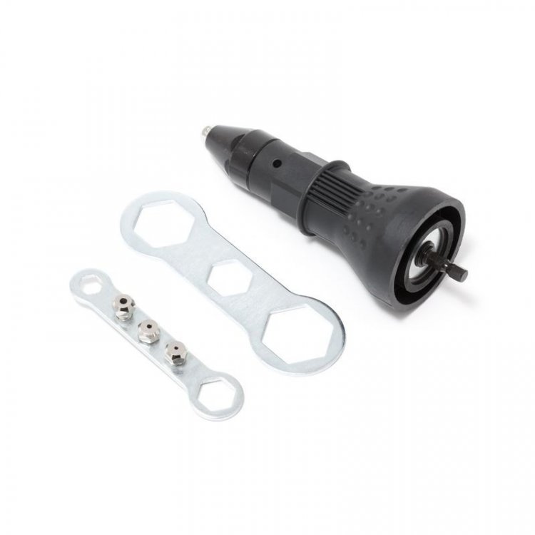 Адаптер-заклепочник для дрели (2.4, 3.2, 4.0, 4.8мм; min 11Nm, max 1000 об/мин), в блистере