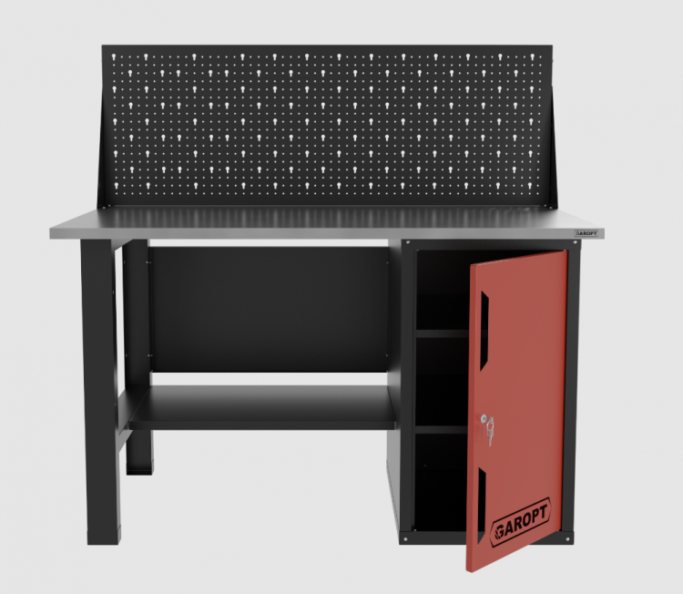 Верстак однотумбовый с экраном 1400*700 GAROPT красный, GT1400STDPP.red