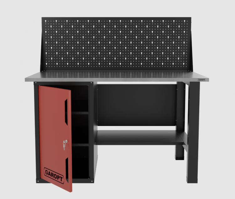 Верстак однотумбовый с экраном 1400*700 GAROPT красный, GT1400STDPP.red
