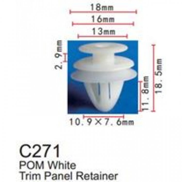 Клипса для крепления внутренней обшивки а/м Ситроен/ Субару/ Сузуки пластиковая (100шт/уп.)