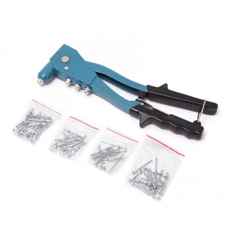 Заклепочник ручной с набором заклепок (L-260мм, заклепка - 2.4, 3.2, 4.0, 4.8), в пластиковом кейсе Заклепочник ручной с набором заклепок (L-260мм, заклепка - 2.4, 3.2, 4.0, 4.8), в пластиковом кейсе