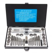 Набор метчиков и плашек метрич. 40пр(М3х0.5/0.6, М4х0.7/0.75, М5х0.8/0.9, М6х0.75/1, М7х0.75/1,М8х1/1.25, М10х1.25/1.5, М12х1.5/1.75)в метал. кейсе
