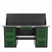 Верстак двухтумбовый 4 ящиков /5 ящиков с экраном и ящиком, 1800*700 зеленый GAROPT, GT1800Y1Y4Y5PP.green