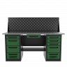 Верстак двухтумбовый 4 ящиков /5 ящиков с экраном и ящиком, 1800*700 зеленый GAROPT, GT1800Y1Y4Y5PP.green