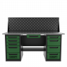 Верстак двухтумбовый 4 ящиков /5 ящиков с экраном и ящиком, 1800*700 зеленый GAROPT, GT1800Y1Y4Y5PP.green