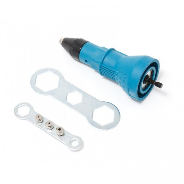 Адаптер-заклепочник для дрели (2.4, 3.2, 4.0, 4.8мм; min 11Nm, max 1000 об/мин), в блистере