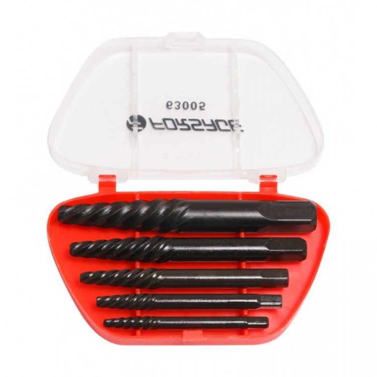 Набор экстракторов резьбы 5пр.(М3-М18; Ø:3-6мм, 6-8мм, 8-11мм, 11-14мм, 14-18мм), в пластиковом футляре
