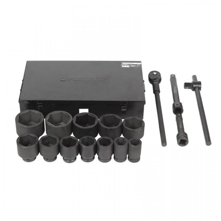 Набор инструментов 1", 6гр., 16 пр. (головки глубокие 1": 36, 41, 46, 50, 55, 60, 65, 70, 75, 80, 85, 90мм), в металлическом кейсе Набор инструментов 1", 6гр., 16 пр. (головки глубокие 1": 36, 41, 46, 50, 55, 60, 65, 70, 75, 80, 85, 90мм), в металлическом кейсе