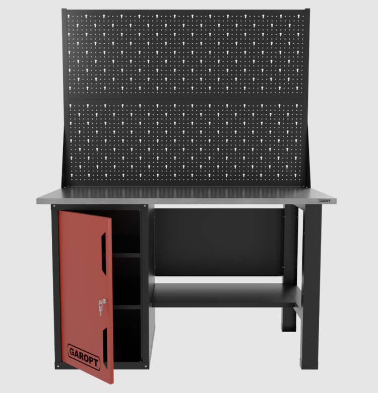 Верстак однотумбовый с двумя экранами 1400*700 GAROPT красный, GT1400STDPP2.red