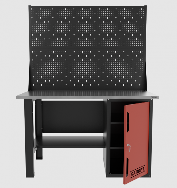 Верстак однотумбовый с двумя экранами 1400*700 GAROPT красный, GT1400STDPP2.red