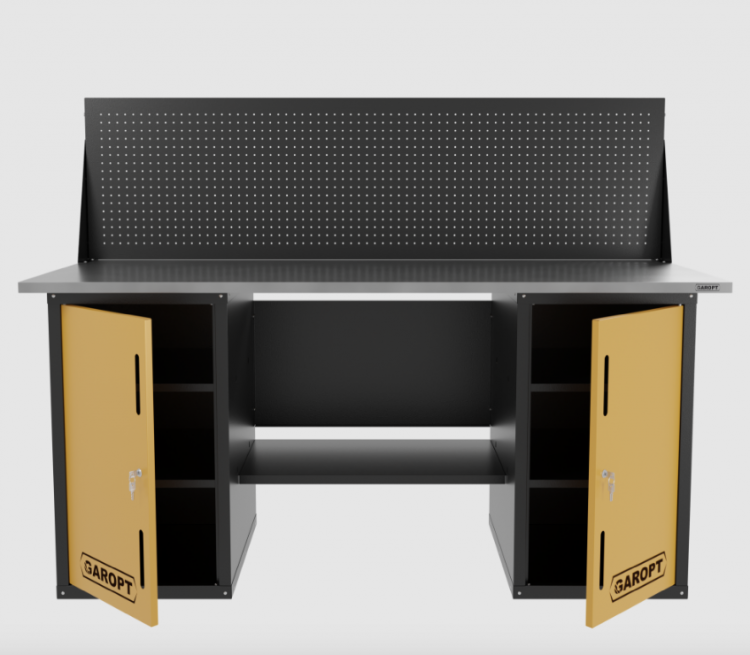 Верстак двухтумбовый с экраном, желтый 1800*700 Garopt, GT1800DDPP.yell Верстак двухтумбовый с экраном, желтый 1800*700 Garopt, GT1800DDPP.yell