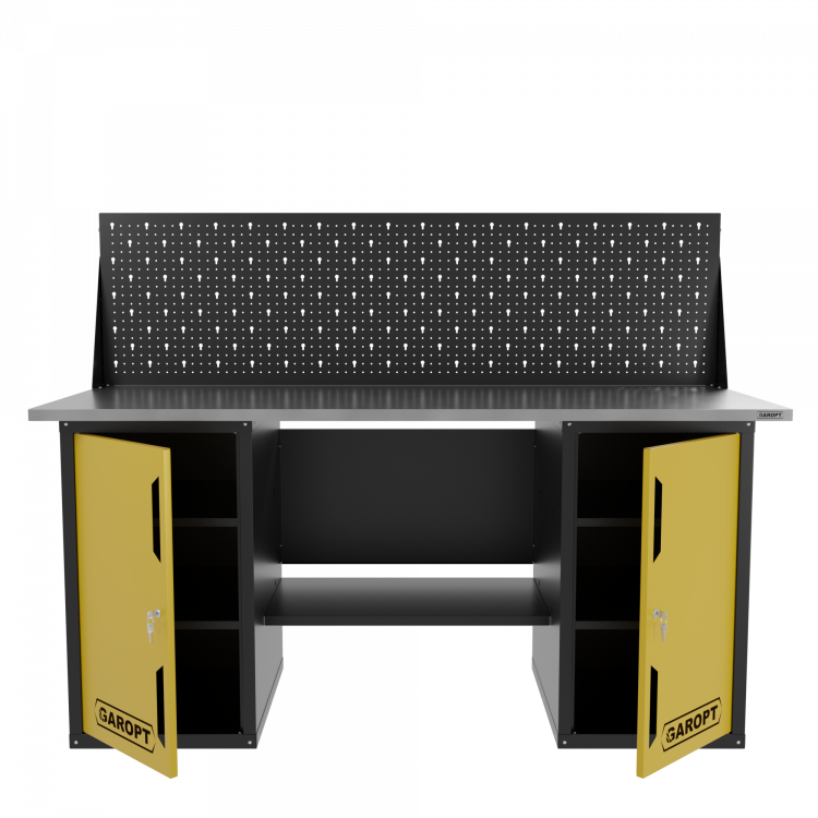 Верстак двухтумбовый с экраном, желтый 1800*700 Garopt, GT1800DDPP.yell