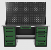 Верстак двухтумбовый 4 ящиков /5 ящиков с двумя экранами и ящиком, 1800*700 зеленый GAROPT, GT1800Y1Y4Y5PP2.green