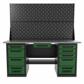 Верстак двухтумбовый 4 ящиков /5 ящиков с двумя экранами и ящиком, 1800*700 зеленый GAROPT, GT1800Y1Y4Y5PP2.green