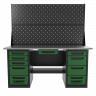 Верстак двухтумбовый 4 ящиков /5 ящиков с двумя экранами и ящиком, 1800*700 зеленый GAROPT, GT1800Y1Y4Y5PP2.green