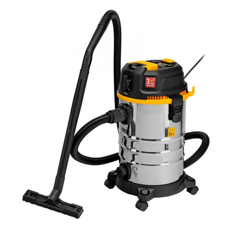 Пылесос строительный RVC30, 1400 Вт, бак 30 л, шланг 3 м, розетка с автосинхр.// Denzel Пылесос строительный RVC30, 1400 Вт, бак 30 л, шланг 3 м, розетка с автосинхр.// Denzel