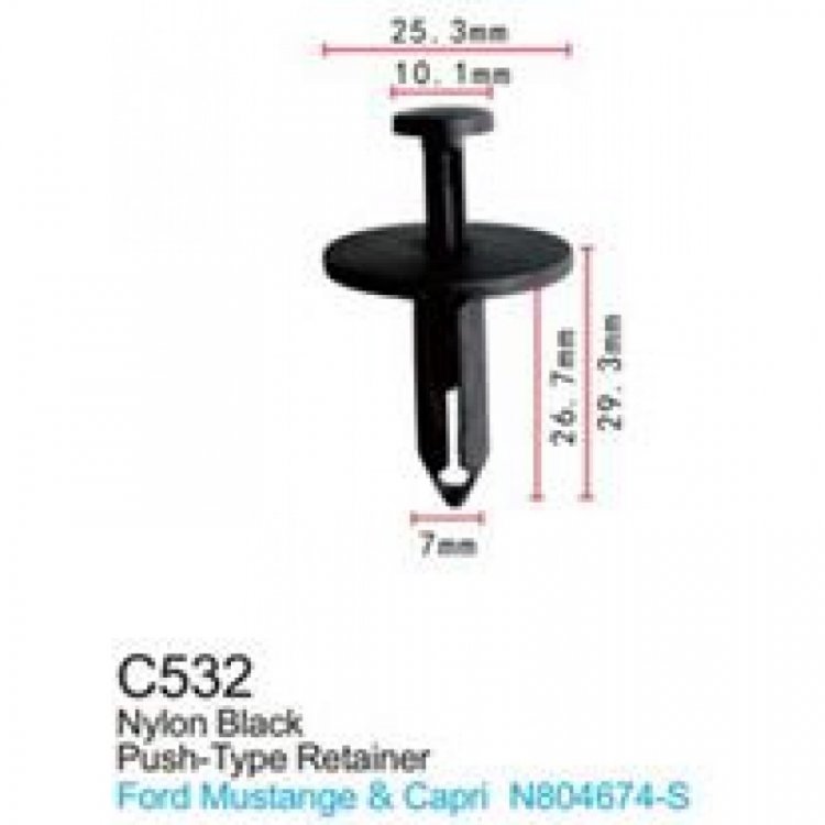 Клипса для крепления внутренней обшивки а/м Форд пластиковая (100шт/уп.)