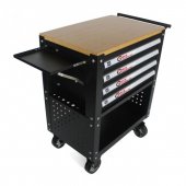 Тележка инструментальная 4-полочная(черная)с деревянной столешницей+2боковые перфорации и лоток,450х760х910(полки:65х400х530-4шт,360х440х675-секция) Тележка инструментальная 4-полочная(черная)с деревянной столешницей+2боковые перфорации и лоток,450х760х910(полки:65х400х530-4шт,360х440х675-секция)