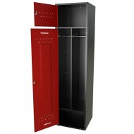 Шкаф для раздевалок GT205SHP.RED (500мм х 500мм х 1936мм) КРАСНЫЙ . Секция для обуви, двойная секция для курток с перекладиной под вешалки, верхняя антресоль с отдельным замком для головных уборов и сумок (2)