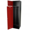 Шкаф для раздевалок GT205SHP.RED (500мм х 500мм х 1936мм) КРАСНЫЙ . Секция для обуви, двойная секция для курток с перекладиной под вешалки, верхняя антресоль с отдельным замком для головных уборов и сумок (2)