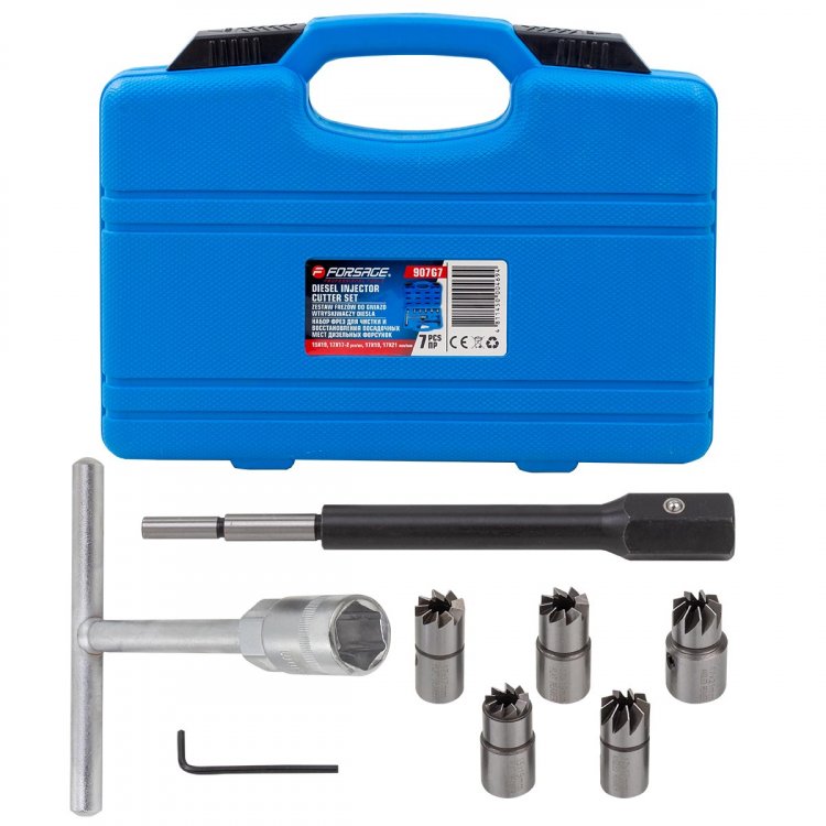 Набор фрез для чистки и восстановления посадочных мест дизельных форсунок 7пр(15х19, 17х17-2шт, 17х19, 17х21мм)в кейсе Набор фрез для чистки и восстановления посадочных мест дизельных форсунок 7пр(15х19, 17х17-2шт, 17х19, 17х21мм)в кейсе