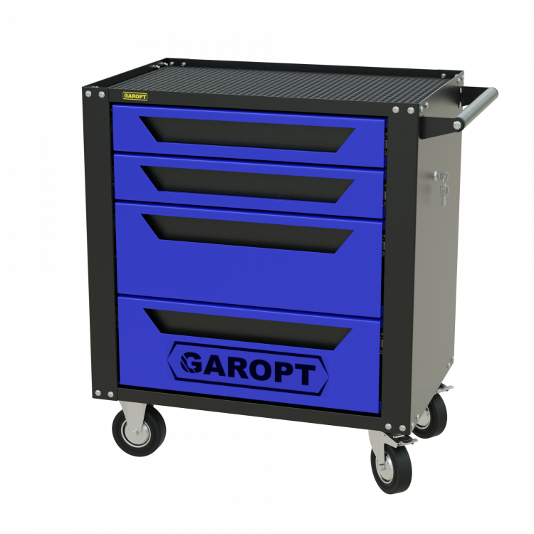 GTS4.blue Тележка инструментальная Garopt 4 ящиков СИНЯЯ, центральный замок, увеличенные колеса, доводчики, GAROPT Серия "Standart" GTS4.blue Тележка инструментальная Garopt 4 ящиков СИНЯЯ, центральный замок, увеличенные колеса, доводчики, GAROPT Серия "Standart"
