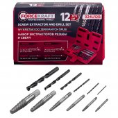 Экстракторы для извлечения заломанных болтов/гаек в комплекте со сверлами, набор 12пр.