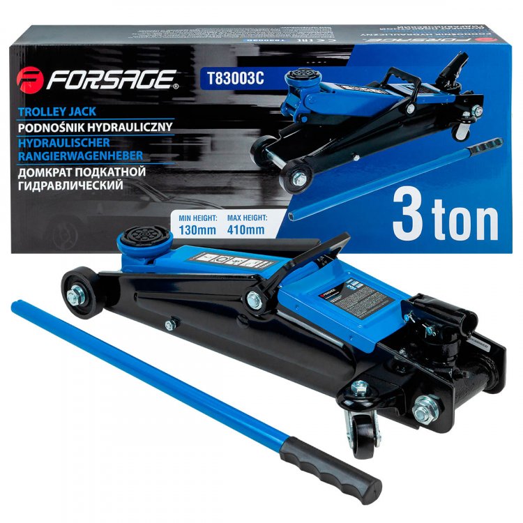 Домкрат подкатной  гидравлический 3 т с вращающейся ручкой (h min 130мм, h max 410мм)узкая база